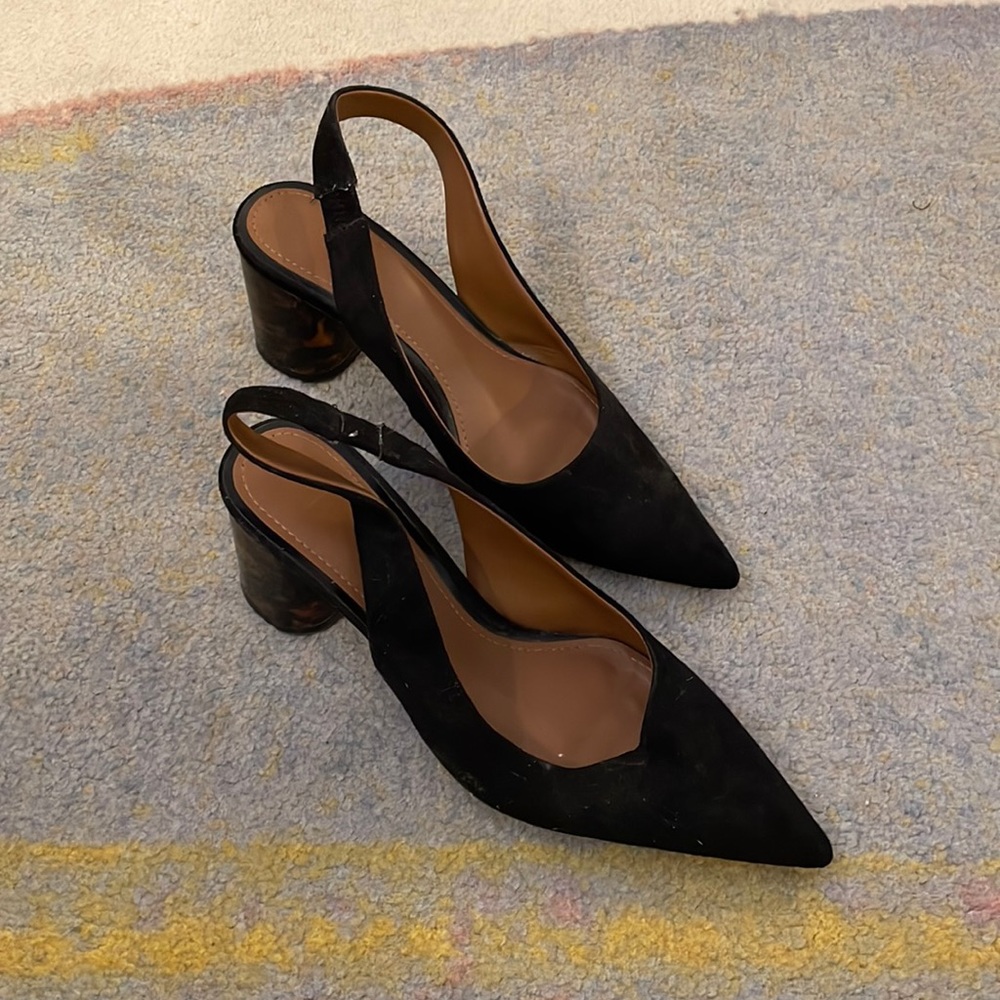 Slingback Faux Suede Tortoise Shell Heel